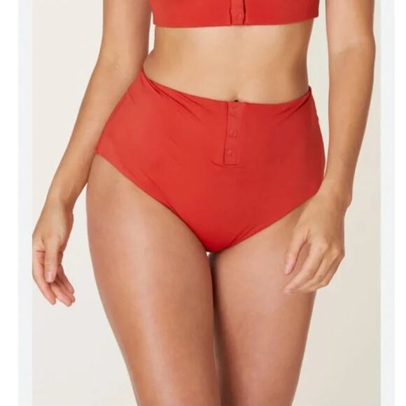 Andie The Snap Swim Bottom in Chili Pepper Red Women's XS NWT High Rise - Picture 2 of 10